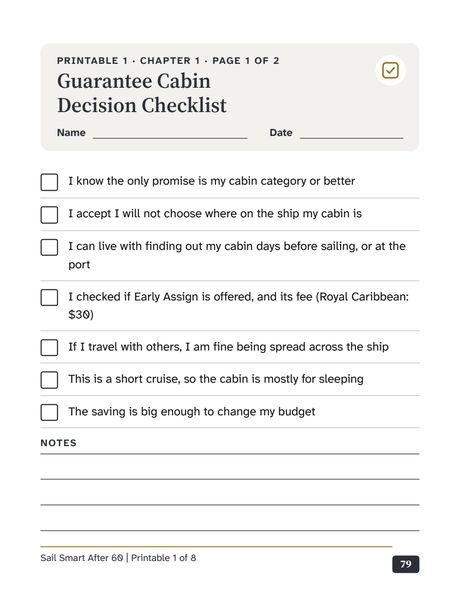 Page 79 of 95: Printable: Guarantee Cabin Decision Checklist